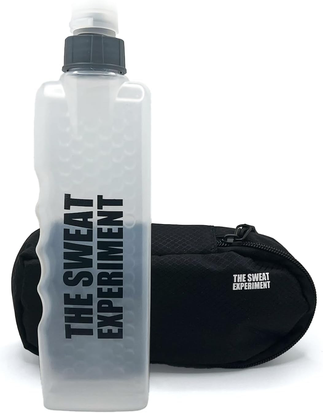 Side view of running water bottle with phone securely inserted