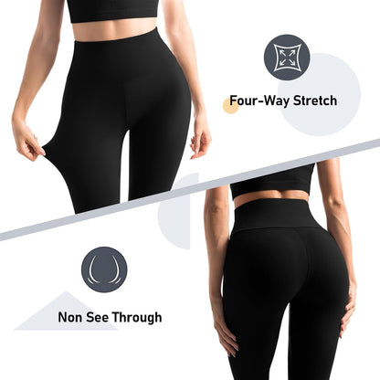 Pair of opaque high waisted leggings laid flat display