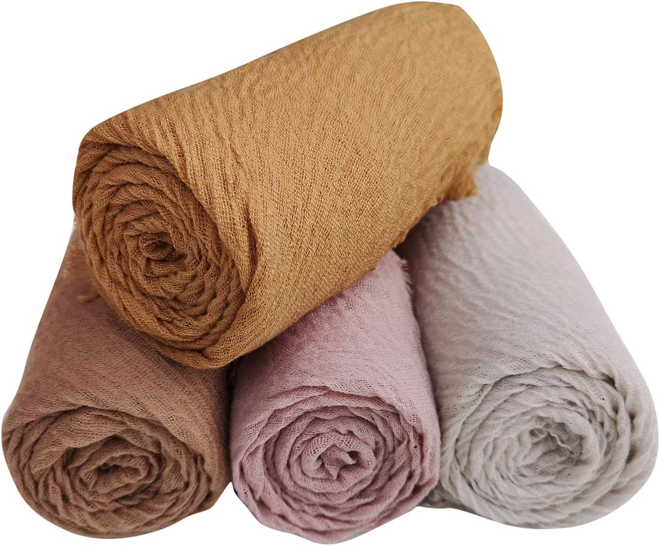 Manshu 4PCS Women'S Soft Cotton Hemp Shawl & Wrap, Long Scarf & Head Scarf