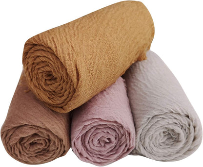 Manshu 4PCS Women'S Soft Cotton Hemp Shawl & Wrap, Long Scarf & Head Scarf