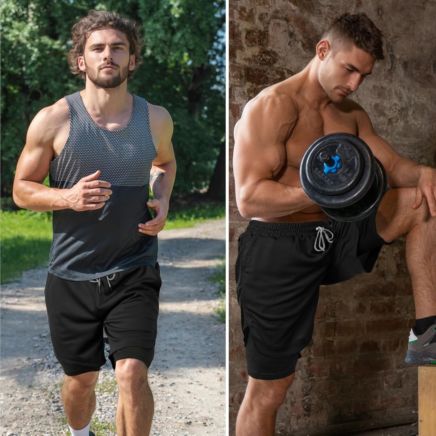 Candyfouse 2-in-1 gym shorts with secure zip pocket design