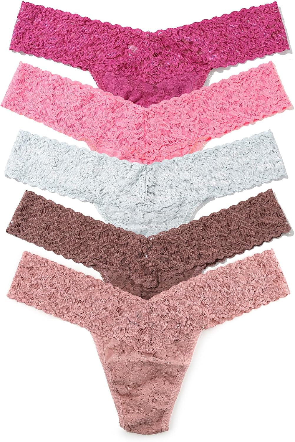 Assorted print thong collection flat lay