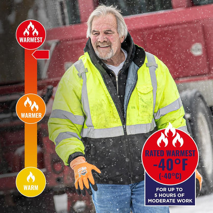Safety jacket displaying bright yellow color and Class 3 rating
