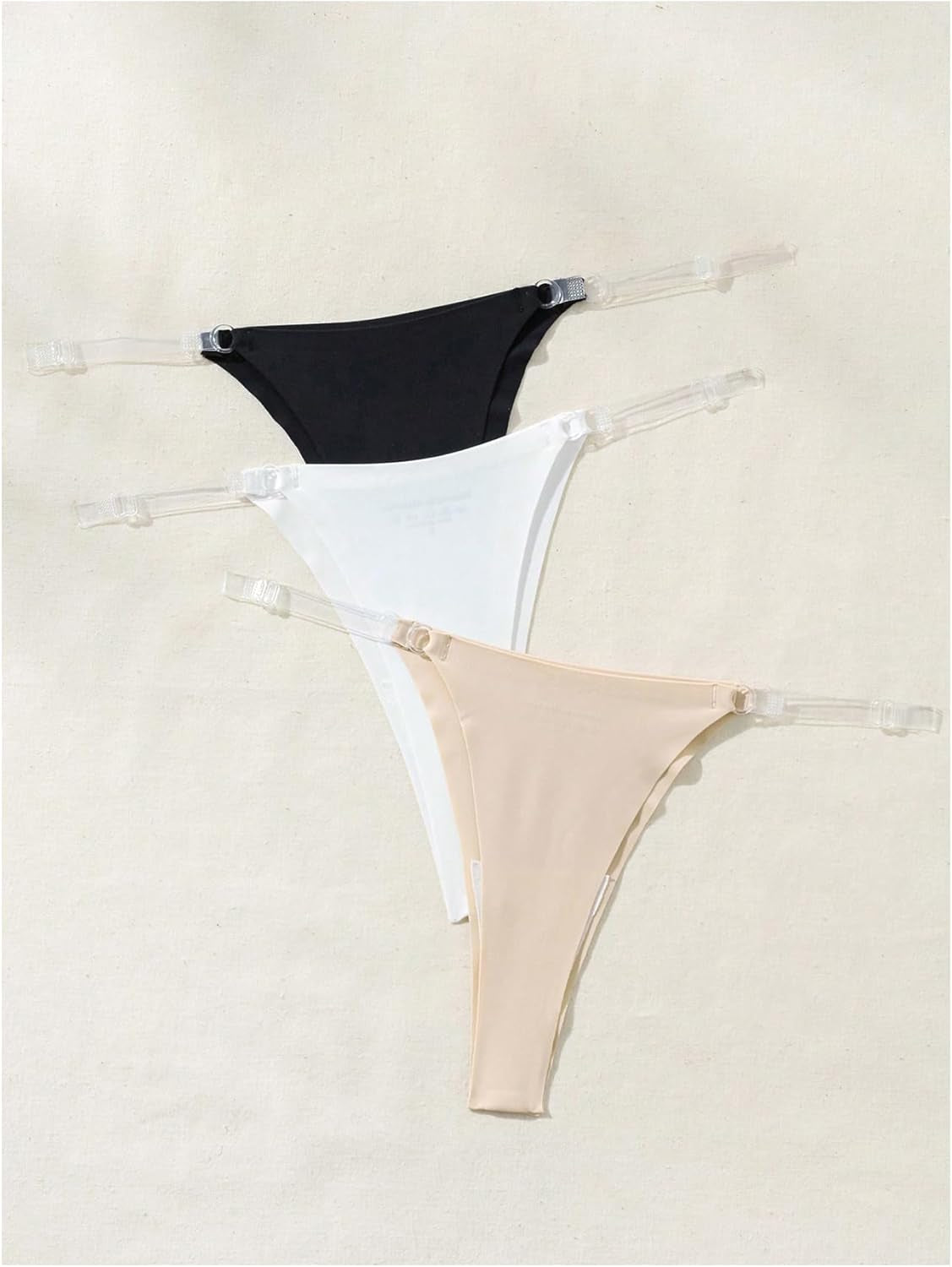 Women's no-show thong panties with transparent clear strap design