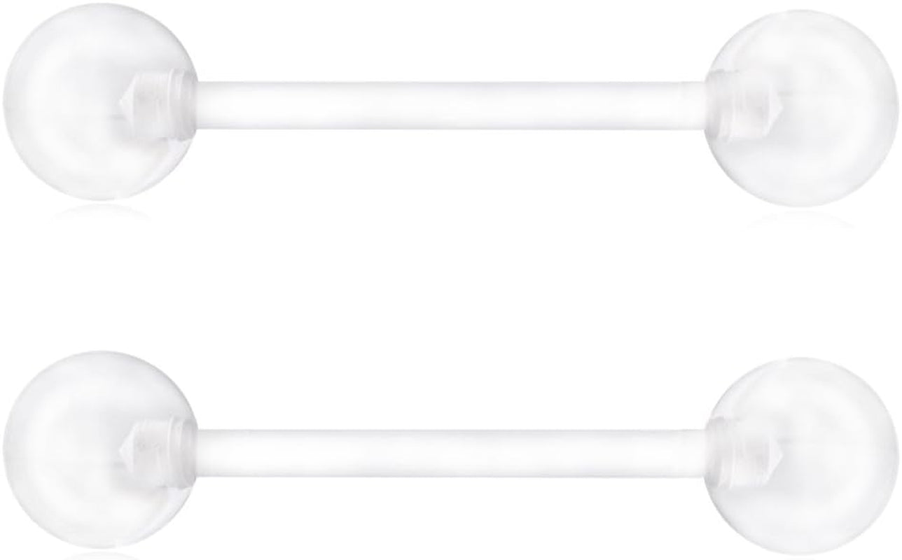 Ruifan 14G 16Mm Acrylic Nipple Tongue Barbell Ring Body Piercing Jewelry Retainer 2-6PCS