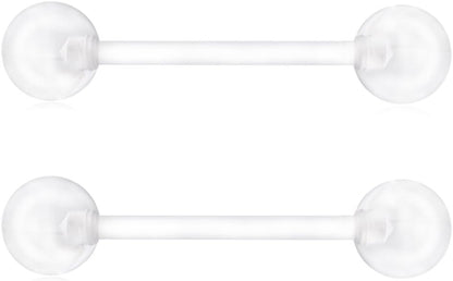 Ruifan 14G 16Mm Acrylic Nipple Tongue Barbell Ring Body Piercing Jewelry Retainer 2-6PCS