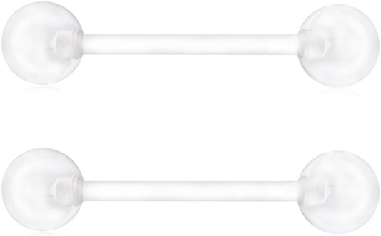 Ruifan 14G 16Mm Acrylic Nipple Tongue Barbell Ring Body Piercing Jewelry Retainer 2-6PCS