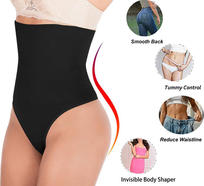 Woman wearing Hioffer waist cincher girdle showing tummy slimming effect