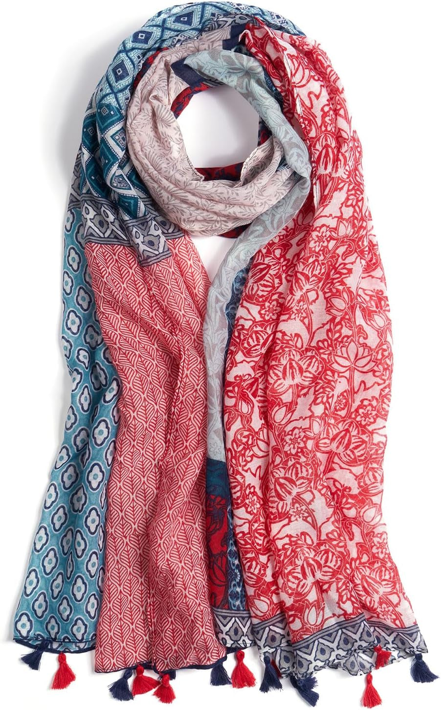 Scarf for Women Lightweight Soft Floral Leopard Printed Scarves Fall Winter Fashion Shawl Wrap with Fringe