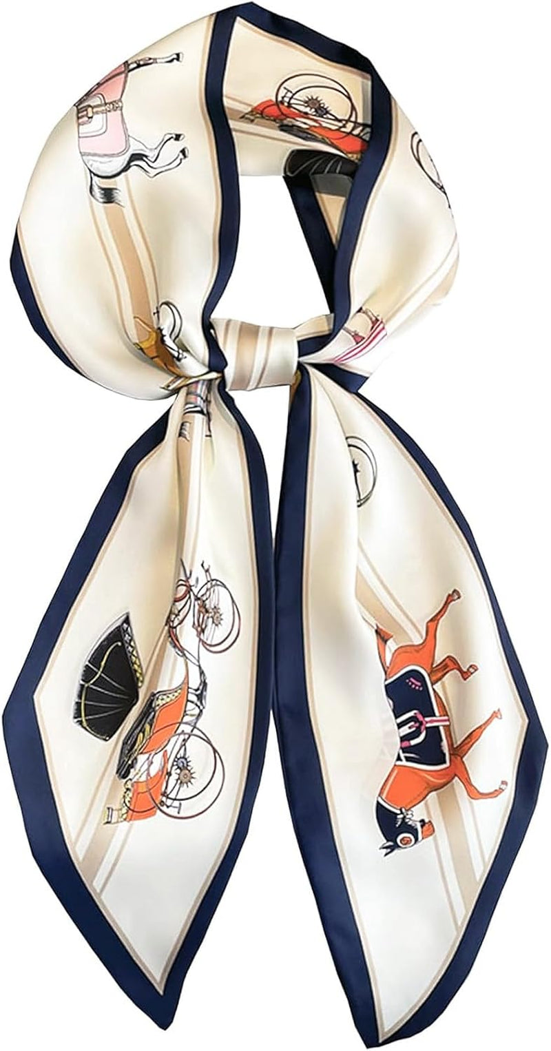 Head Scarf Hair Neck Scarves for Women Purse Bag Scarfs for Handbags Silky Long Thin Satin Headscarf Fashion