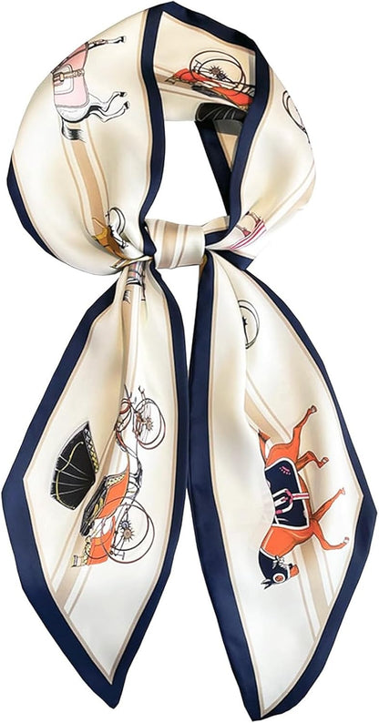 Head Scarf Hair Neck Scarves for Women Purse Bag Scarfs for Handbags Silky Long Thin Satin Headscarf Fashion