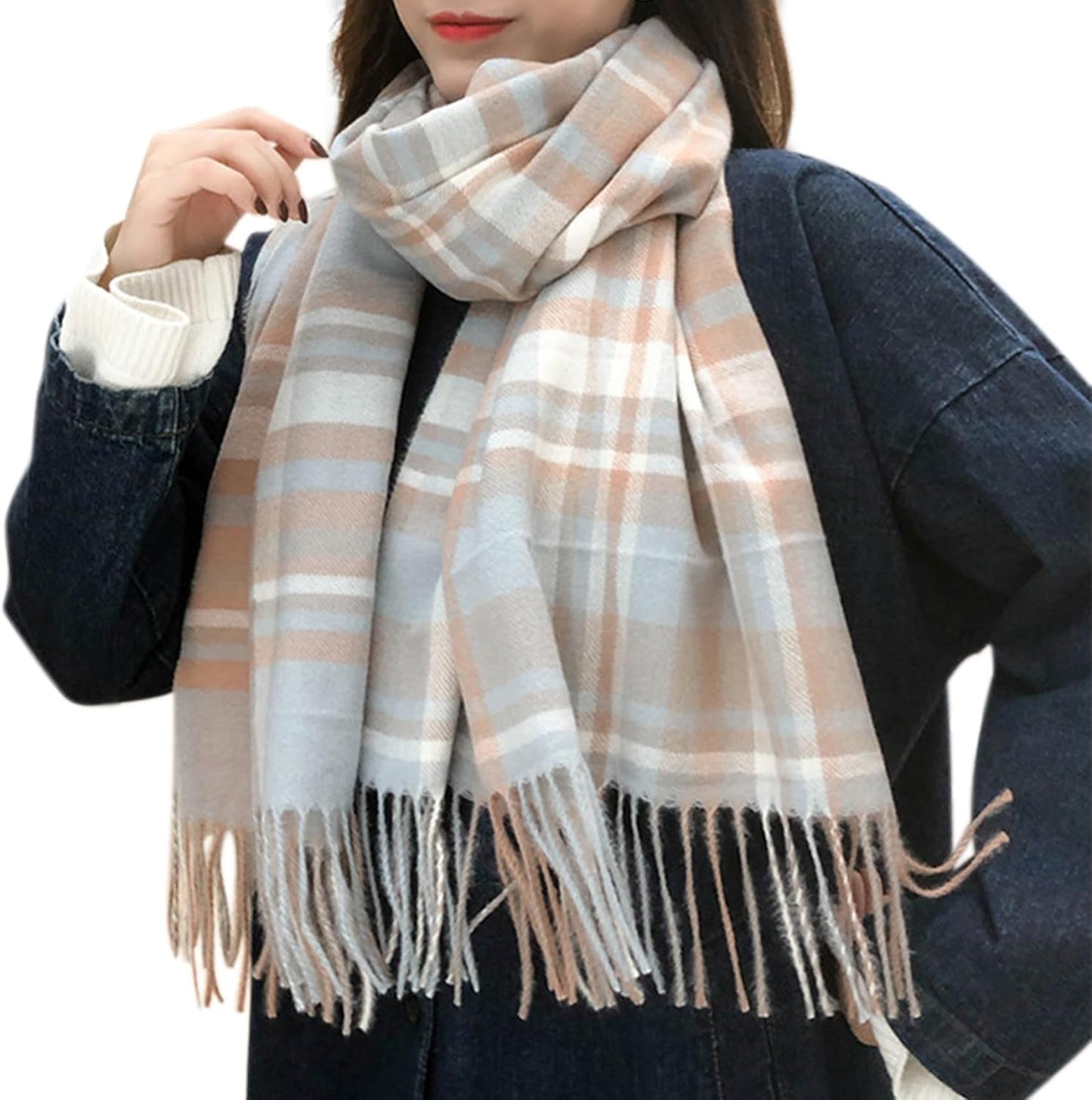 Ysense Winter Scarf for Women, Fashion Long Plaid Scarves Warm Big Tartan Blanket Wrap Shawl Ladies Gifts