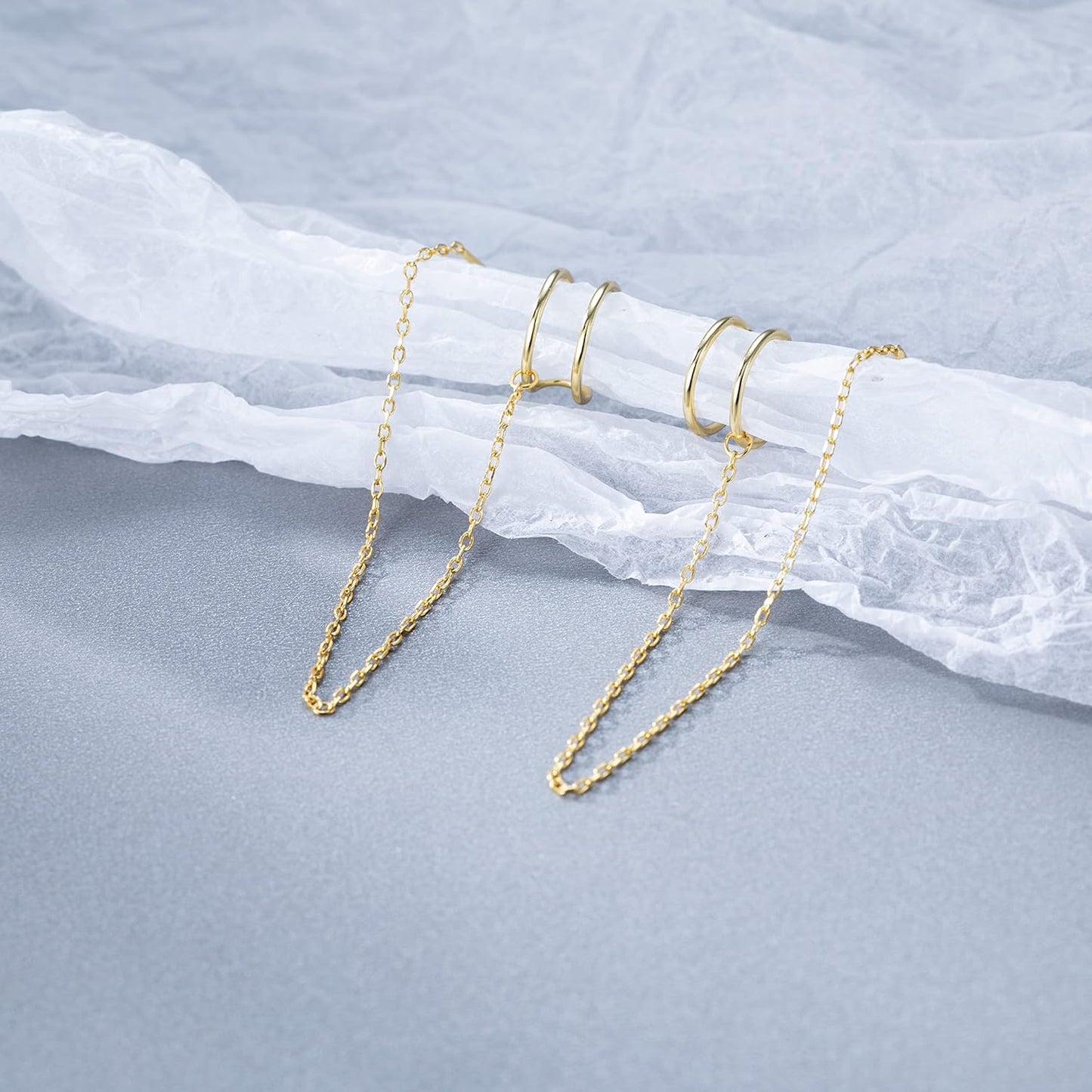 SLUYNZ 925 Sterling Silver Cuff Earrings Threader Chain for Women Crawler Earrings Wrap Earrings