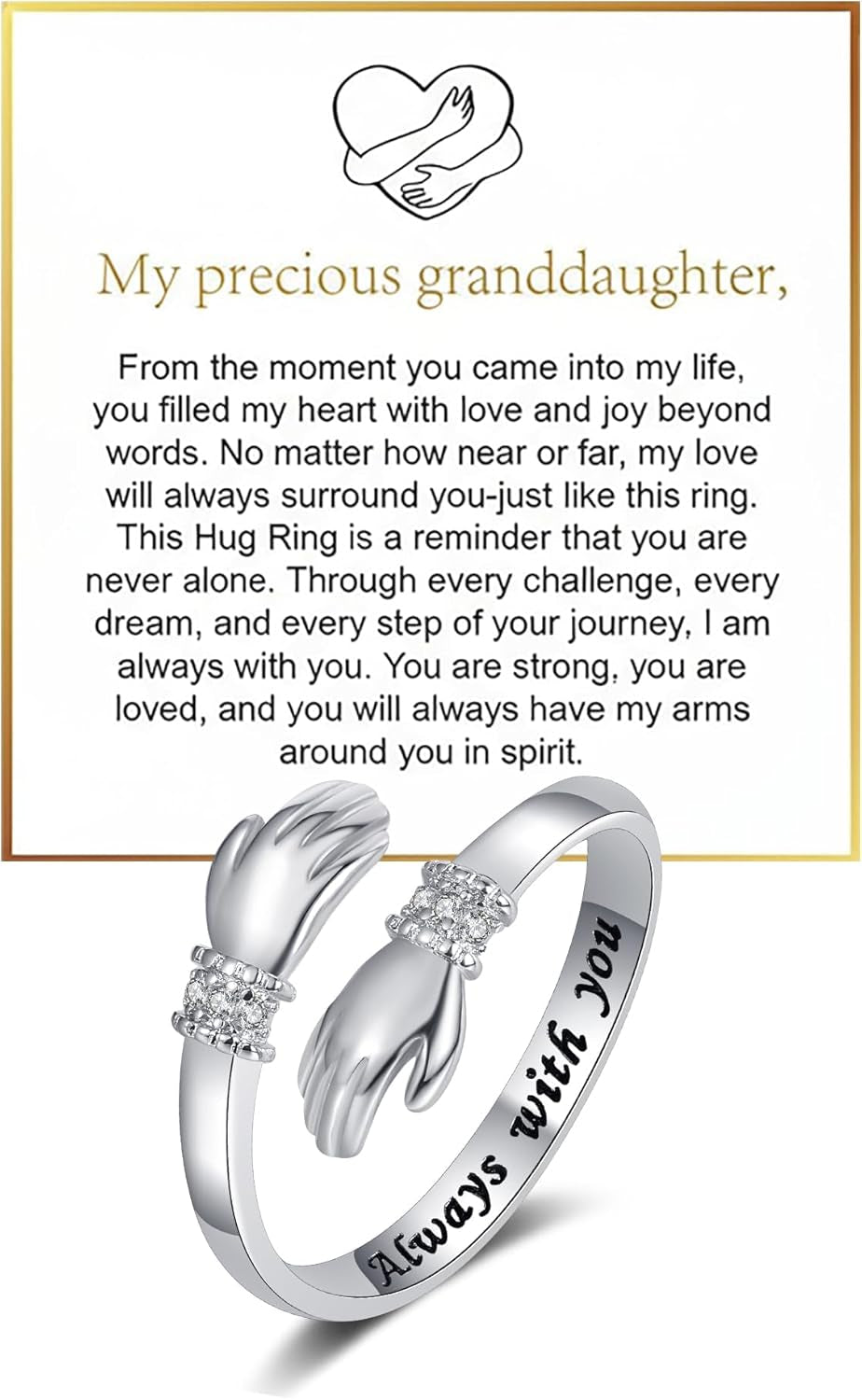 Granddaughter ring gift box with birthday message card