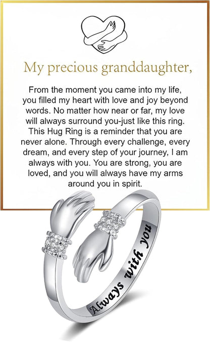 Granddaughter ring gift box with birthday message card