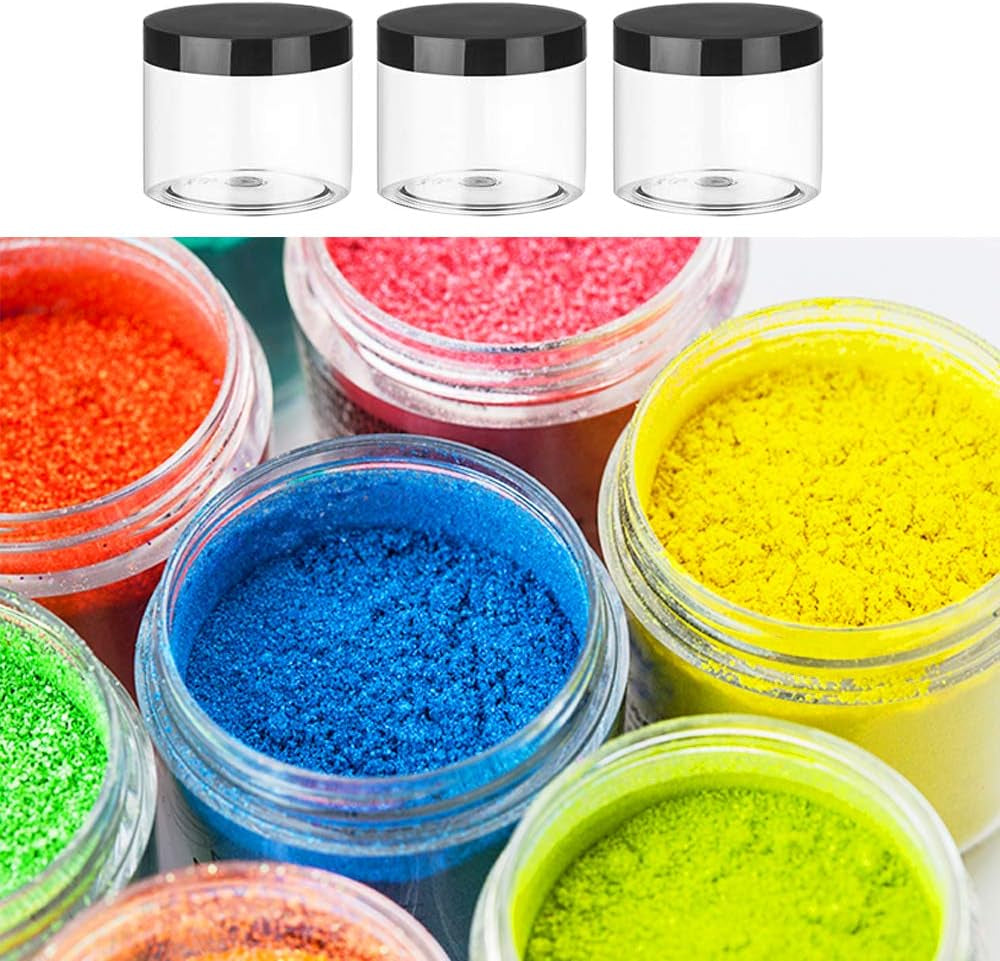 20 Pack 2 Oz Clear Plastic round Slime Containers,Empty Plastic Storage Jars with Black Lids,Refillable Storage Container for Slime,Cosmetic,Cream,Paint,Jewelry