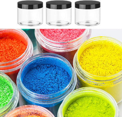 20 Pack 2 Oz Clear Plastic round Slime Containers,Empty Plastic Storage Jars with Black Lids,Refillable Storage Container for Slime,Cosmetic,Cream,Paint,Jewelry