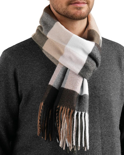 FURTALK Winter Scarf for Men Long Soft Warm Scarves Plaid Tassel Scarf for Men