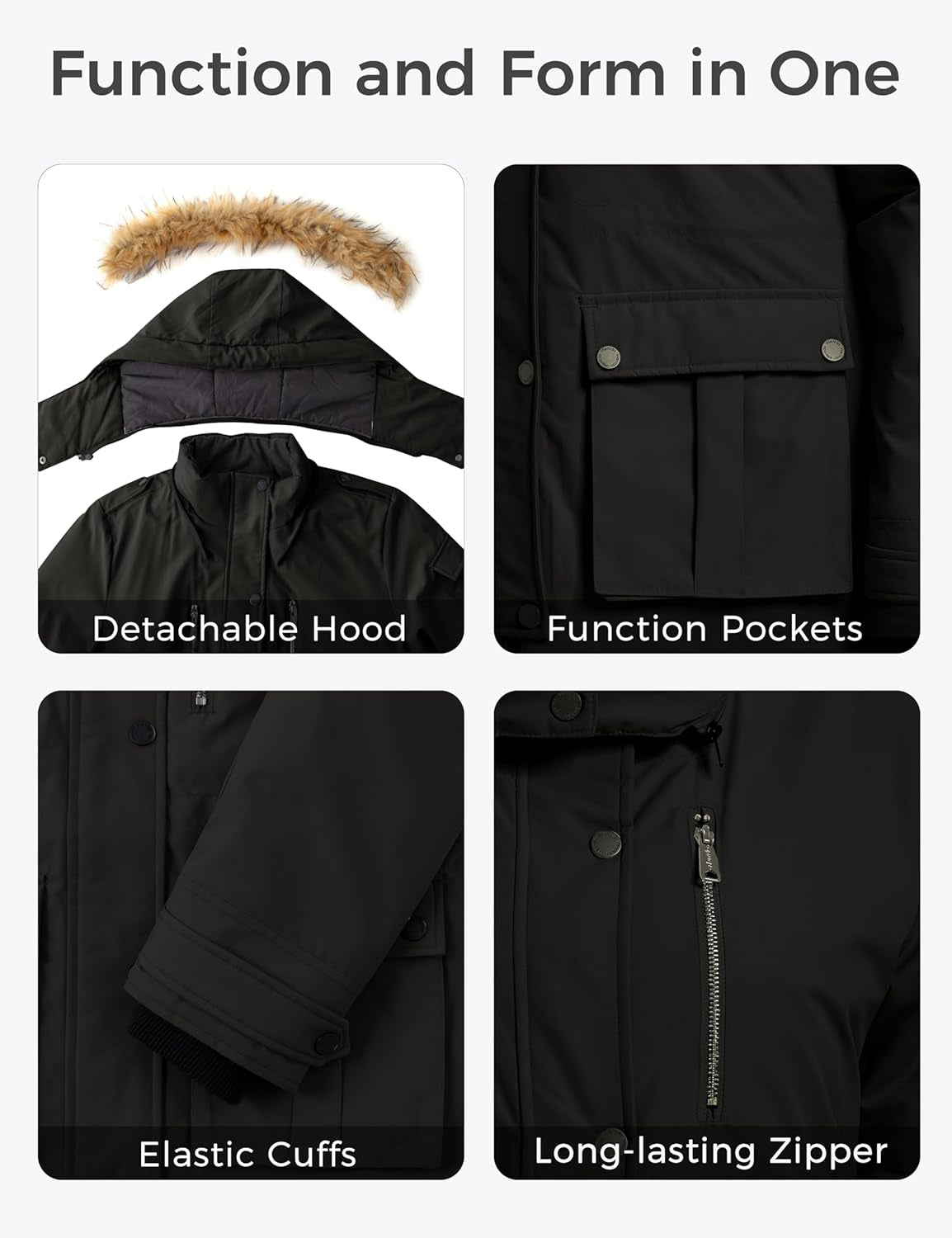 Plus size winter coat worn by model showing flattering silhouette