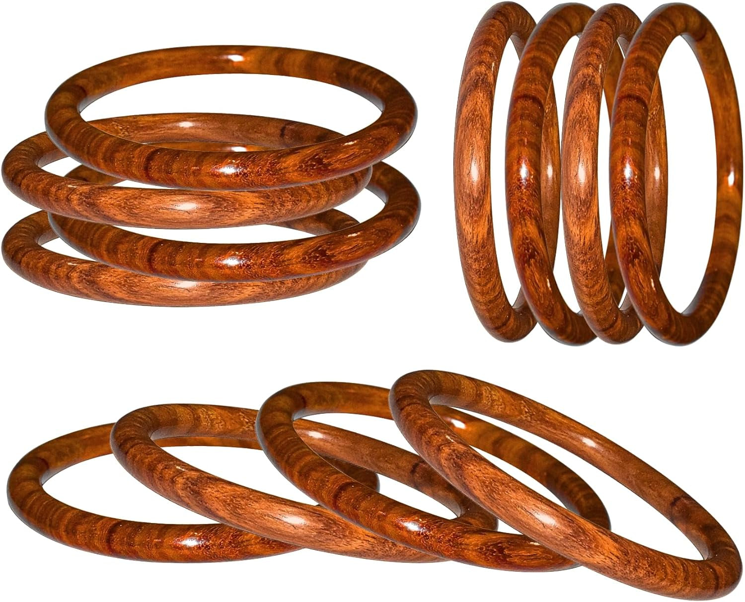 Handmade Natural Wooden Bangle Set (4 Pieces) for Women | Natural Wood Bangles Christmas Gift Jewelry for Her | Eco-Friendly Artisan Crafted Gift