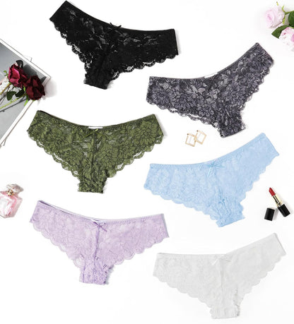 Avidlove Women Floral Lace Panties Sexy Hipster Underwear Cheeky Bikini Panties V-Shape Waistband Tangas