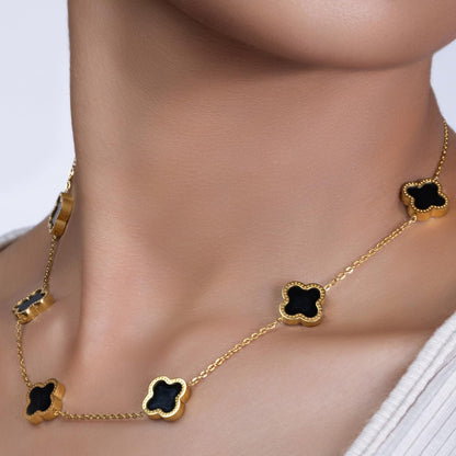 2 PC Set I 18K Gold Plated Four Leaf Clover Necklace I Dainty Clover Necklaces for Women I Mothers Day Gift I Anniversary I Wedding I Occasion