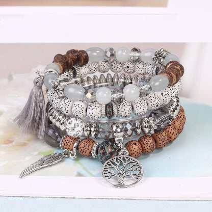 4 Sets Bohemian Stackable Bead Bracelets, Stretch Bangle Charm Jewelry 1