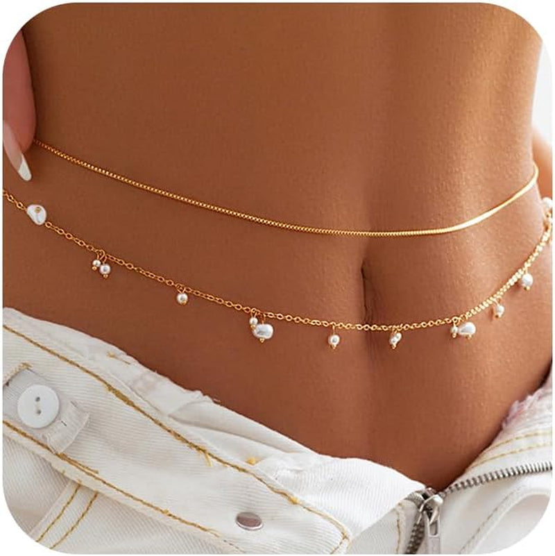 MODRSA Body Chain Belly Chain Silver Gold Waist Chain Body Chain Jewelry for Women Body Jewelry for Women Waist Chains Belly Chains for Women Chain Bra Lingerie