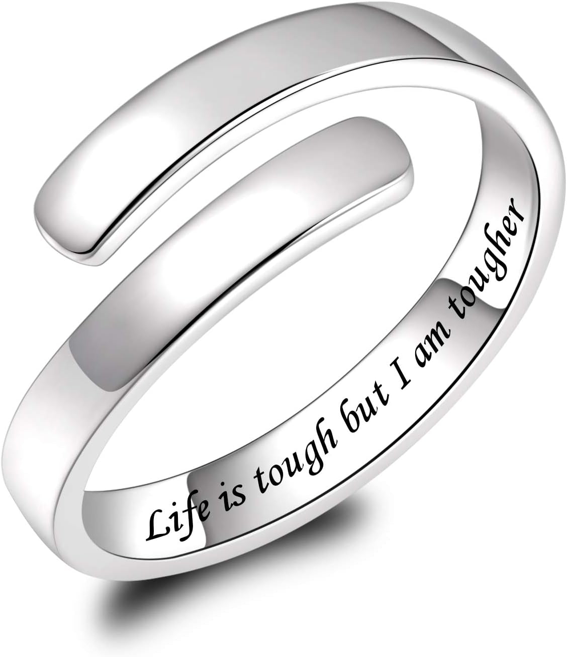 BEILIN 925 Sterling Silver Inspirational Jewelry Rings Adjustable Ring Personality Encouragement Gift for Teens Women