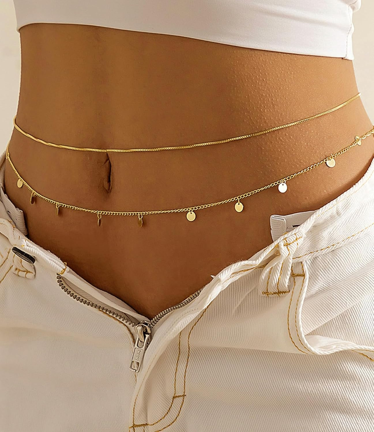 MODRSA Body Chain Belly Chain Silver Gold Waist Chain Body Chain Jewelry for Women Body Jewelry for Women Waist Chains Belly Chains for Women Chain Bra Lingerie