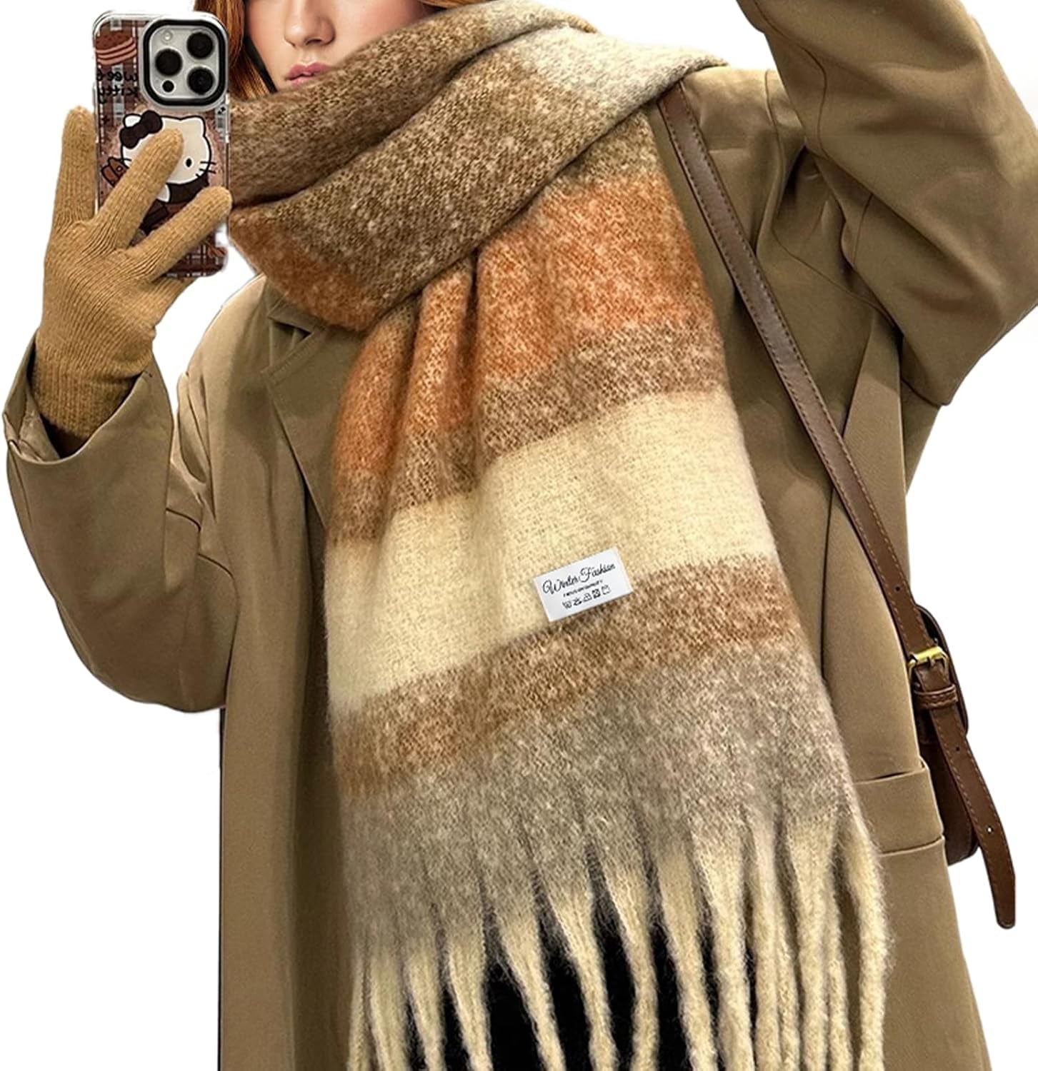 Premillow Women'S Mohair Winter Scarf Pure Color, Warm Winter Scarf for Women and Men, Soft Luxurious Cashmere Feel Scarfs