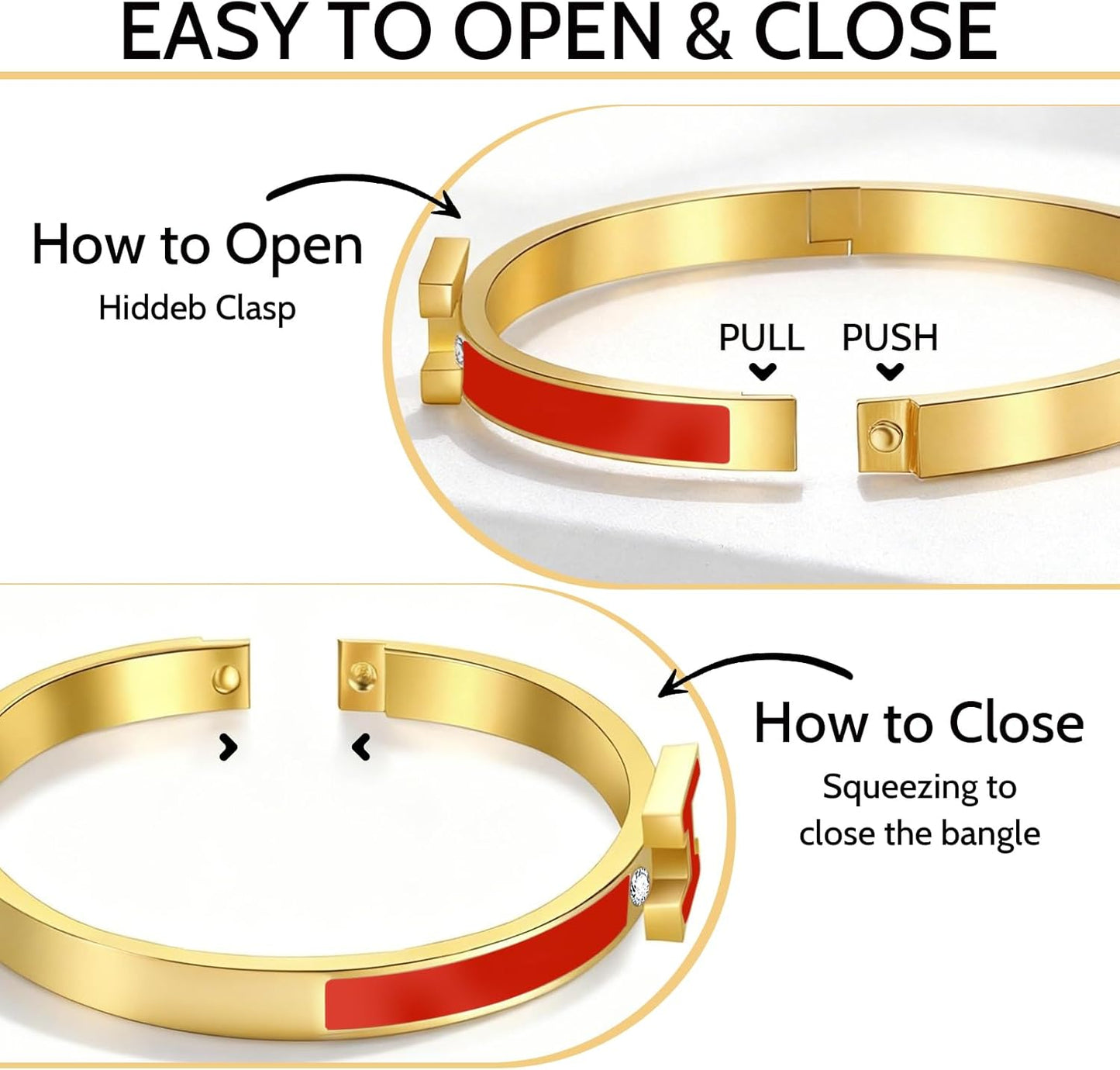 H Bracelets for Women 18K Gold Plated Bangle Bracelet Stack Cubic Zirconia Love Bangle Bracelets Set Gold Bracelet Stackable Trendy Jewelry Birthdays Christmas Gifts for Women