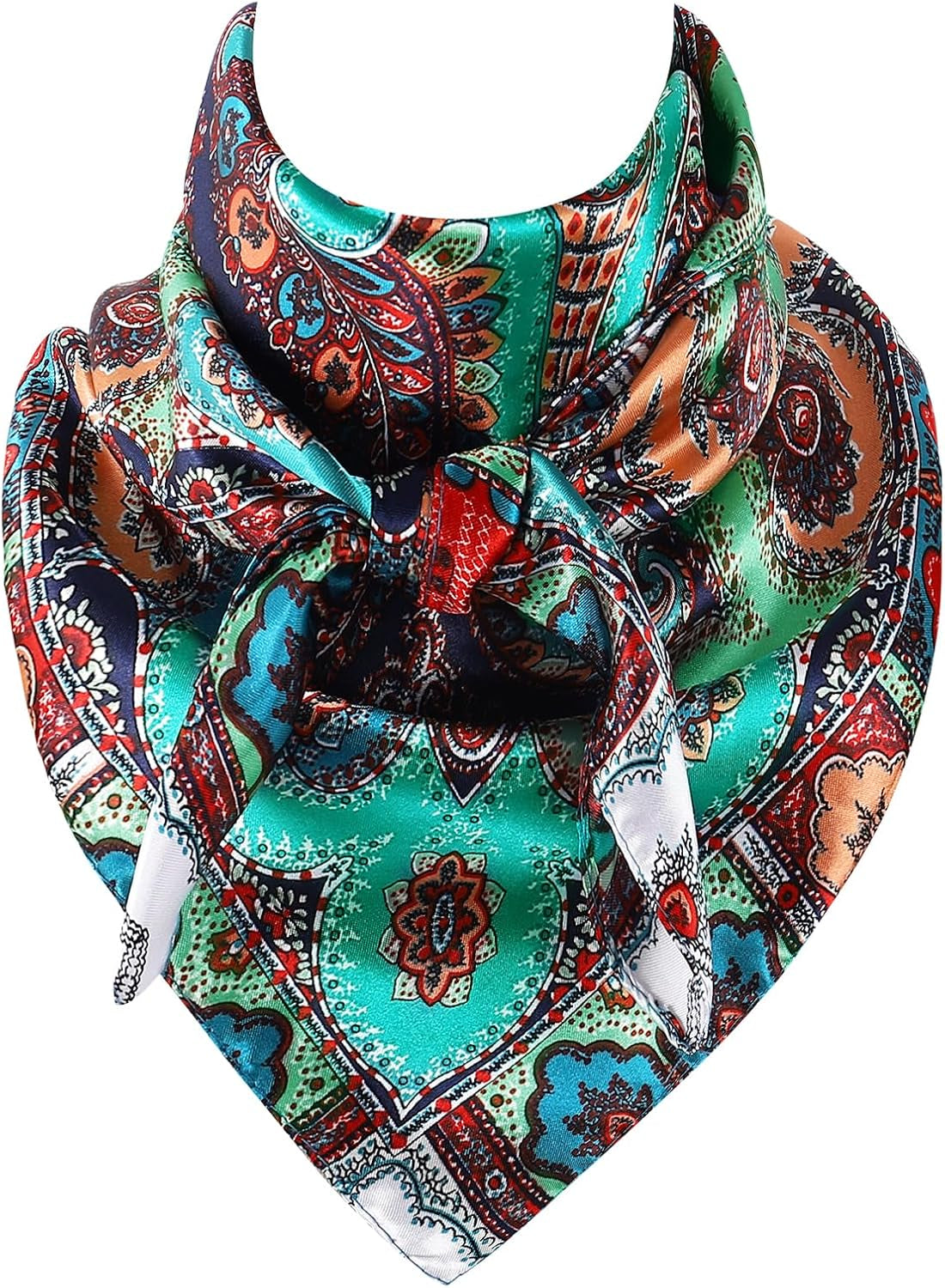 GERINLY 35 Inch Wild Rag Cowboy Scarves for Men, Large Rancher Neckerchief Silk Feel, Oversize Western Bandana
