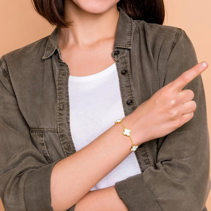 Clover Bracelets for Women 18K Gold Plated 4 Leaf Clover Bracelet Black White Red Green Cute Lucky Bracelets Jewelry Gifts Trendy for Women