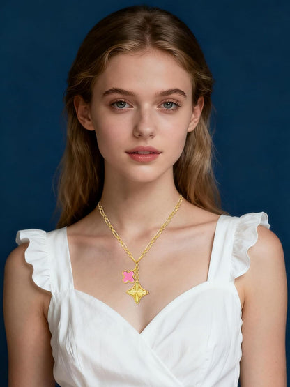 Clover Necklace for Women, 14K Gold Four Leaf Clover Pendant Necklaces Lucky Dainty Trendy Jewelry Gifts for Women