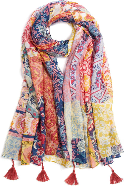 Scarf for Women Lightweight Soft Floral Leopard Printed Scarves Fall Winter Fashion Shawl Wrap with Fringe