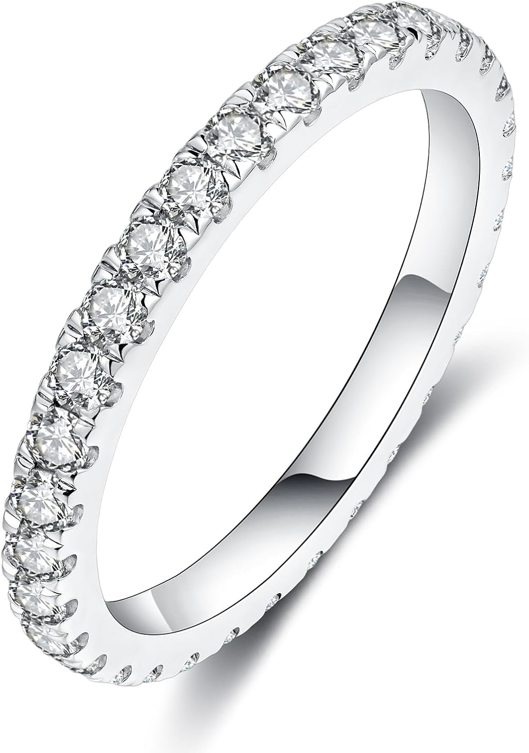 IMOLOVE Lab Grown Diamond Wedding Bands, 0.3-0.42 Carat, Eternity Rings in 18K White Gold & Sterling Silver Size 4-11