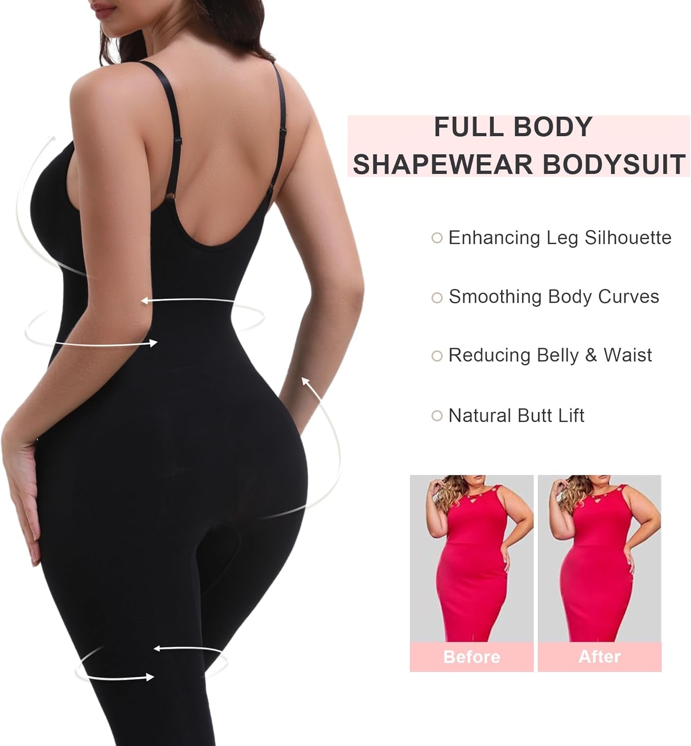 Full body shaper leggings side profile showing curves enhancement