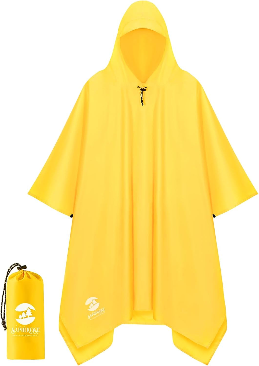 Saphirose Hooded Rain Poncho Waterproof Raincoat Jacket for Men Women Adults