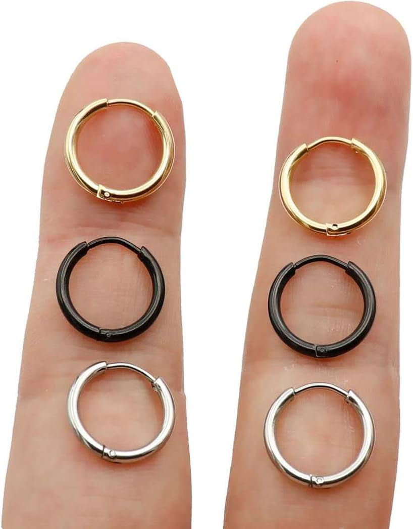 Unisex 18K Real Gold Plating Surgical Steel Sleeper Tiny Hoop Earrings,Nose Ring Septum Ring Helix Ring Daith Ring Lip Ring Nipple Ring Snug Ring Rook Ring Body Piercing Jewelry