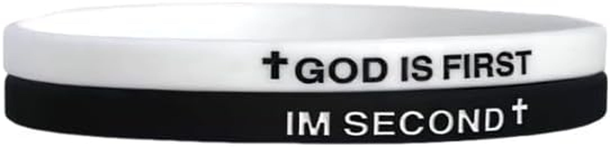 God Is First silicone bracelet close-up showing text