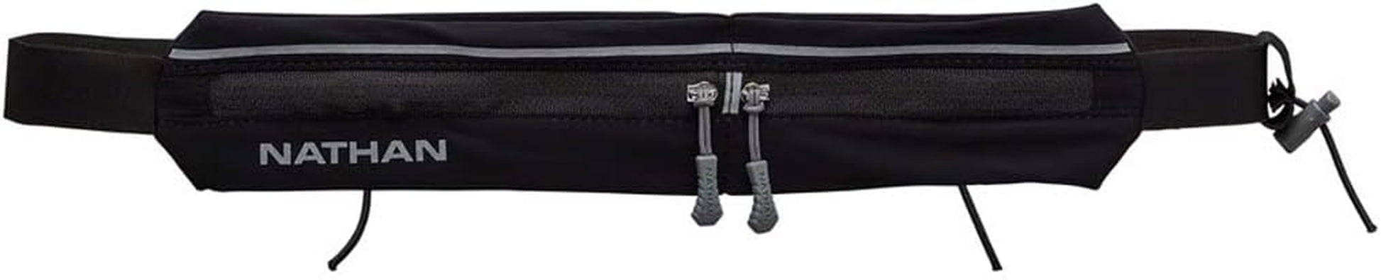 Woman wearing Nathan Mirage compact black running belt during workout