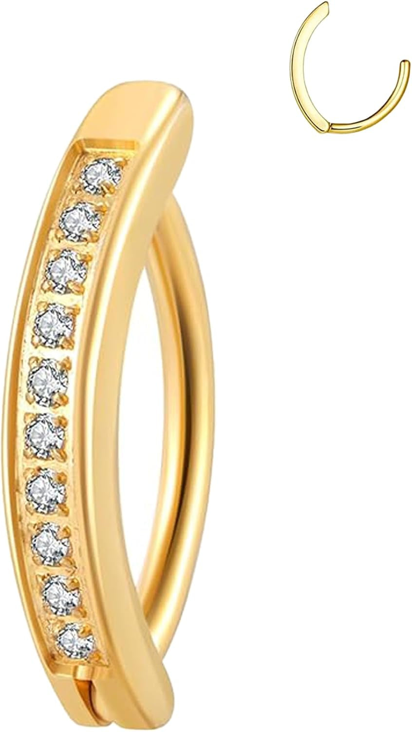 14G Clicker Belly Button Ring，Surgical Stainless Steel Hinged Belly Button Rings Belly Barbell Piercing Navel Barbell Body Jewelry 2PCS