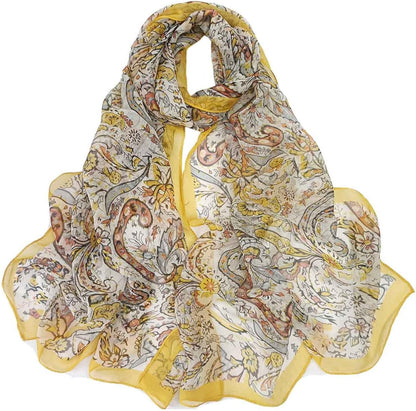 Pokeedioty Scarfs for Women Lightweight Scarves Elegant Floral Pattern Sheer Scarfs Shawls Wraps