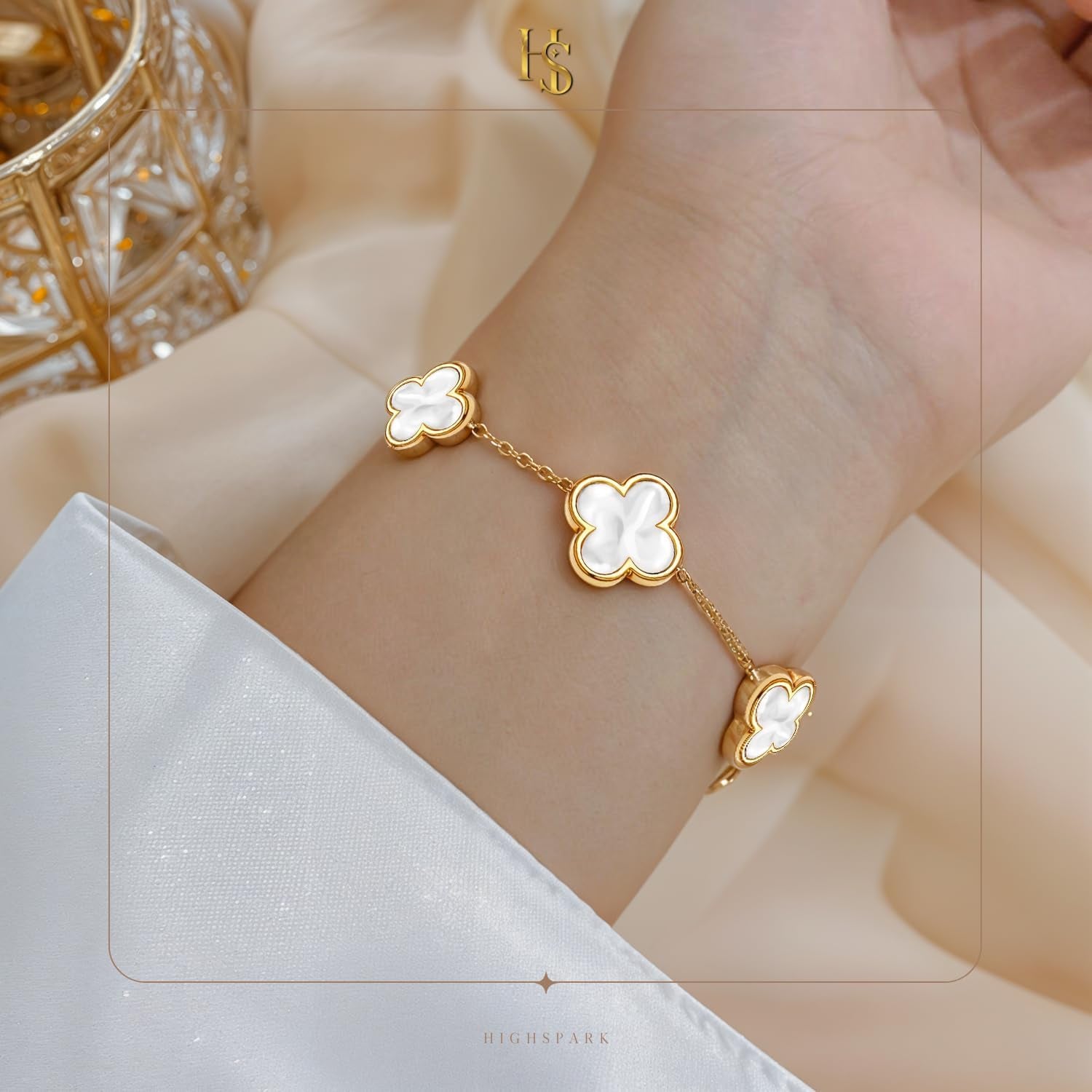 Highspark Clover Bracelets for Women | Designer Four Leaf Bracelets for Women | Lovely Gift