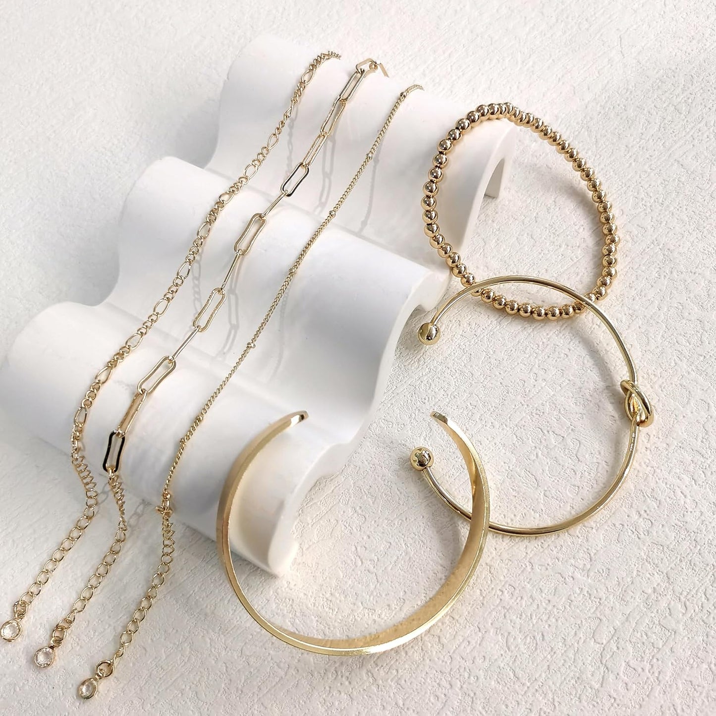 Mixed metal bracelet stack set gold plated non-tarnish collection
