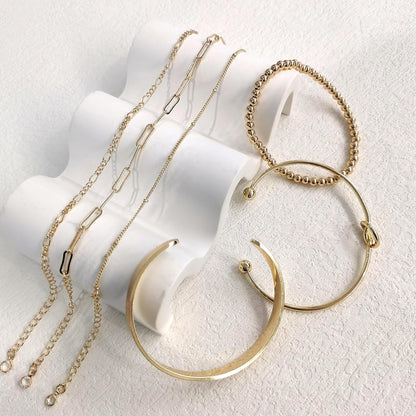 Mixed metal bracelet stack set gold plated non-tarnish collection
