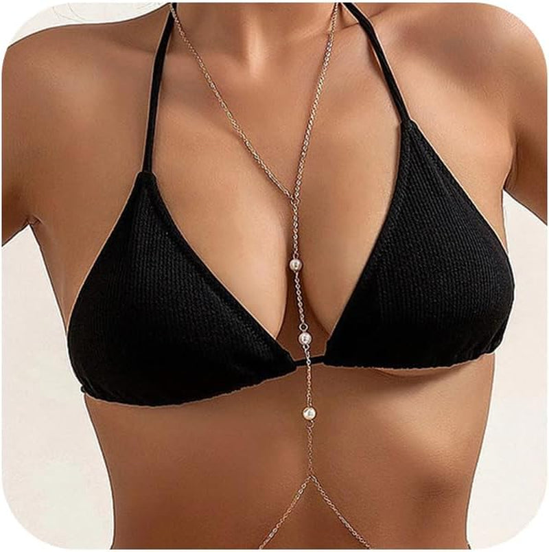 MODRSA Body Chain Belly Chain Silver Gold Waist Chain Body Chain Jewelry for Women Body Jewelry for Women Waist Chains Belly Chains for Women Chain Bra Lingerie