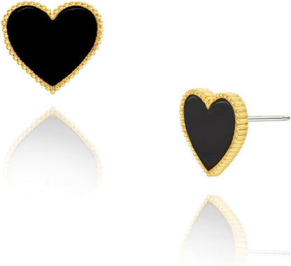 Unique Earrings for Women Trendy, 14K Gold Plated Four Leaf Clover Heart Butterfly Stud Dangle Earrings, Black Onyx White Huggie Earrings Birthday Christmas Valentine'S Day Jewelry Gifts