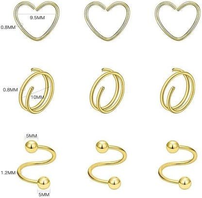 Xpircn Piercing Kit 316L Stainless Steel Belly Button Ring Ear Nose Septum Piercing Jewelry 20G 18G 16G 14G 12G Piercing Tools with Clamps Gloves for Body Piercing
